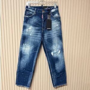 DSQUARED2 Boston Distressed Jeans Paint Splatter Blue Size IT 40 / US 4